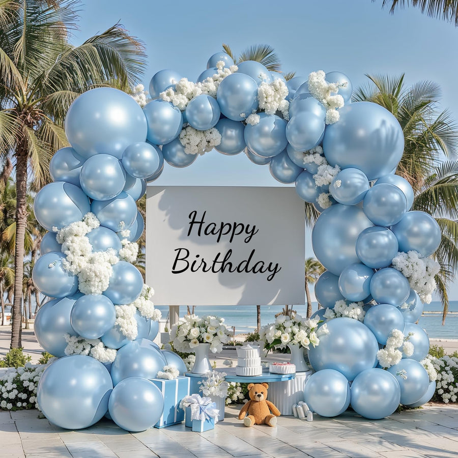Pastel Blue Pearl Balloon Arch & Garland Party Kit