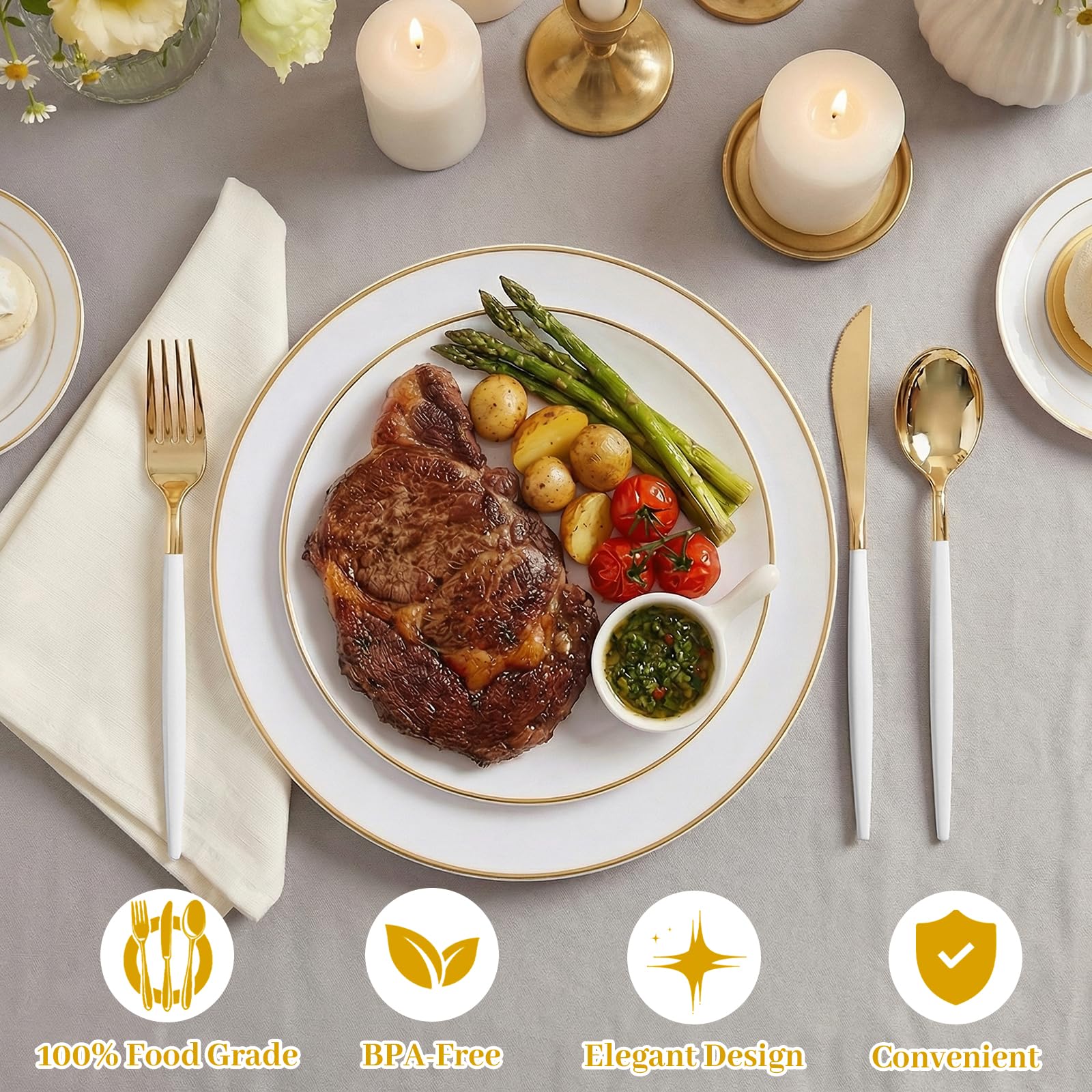 150-Piece Disposable Plastic Plate Set for Parties