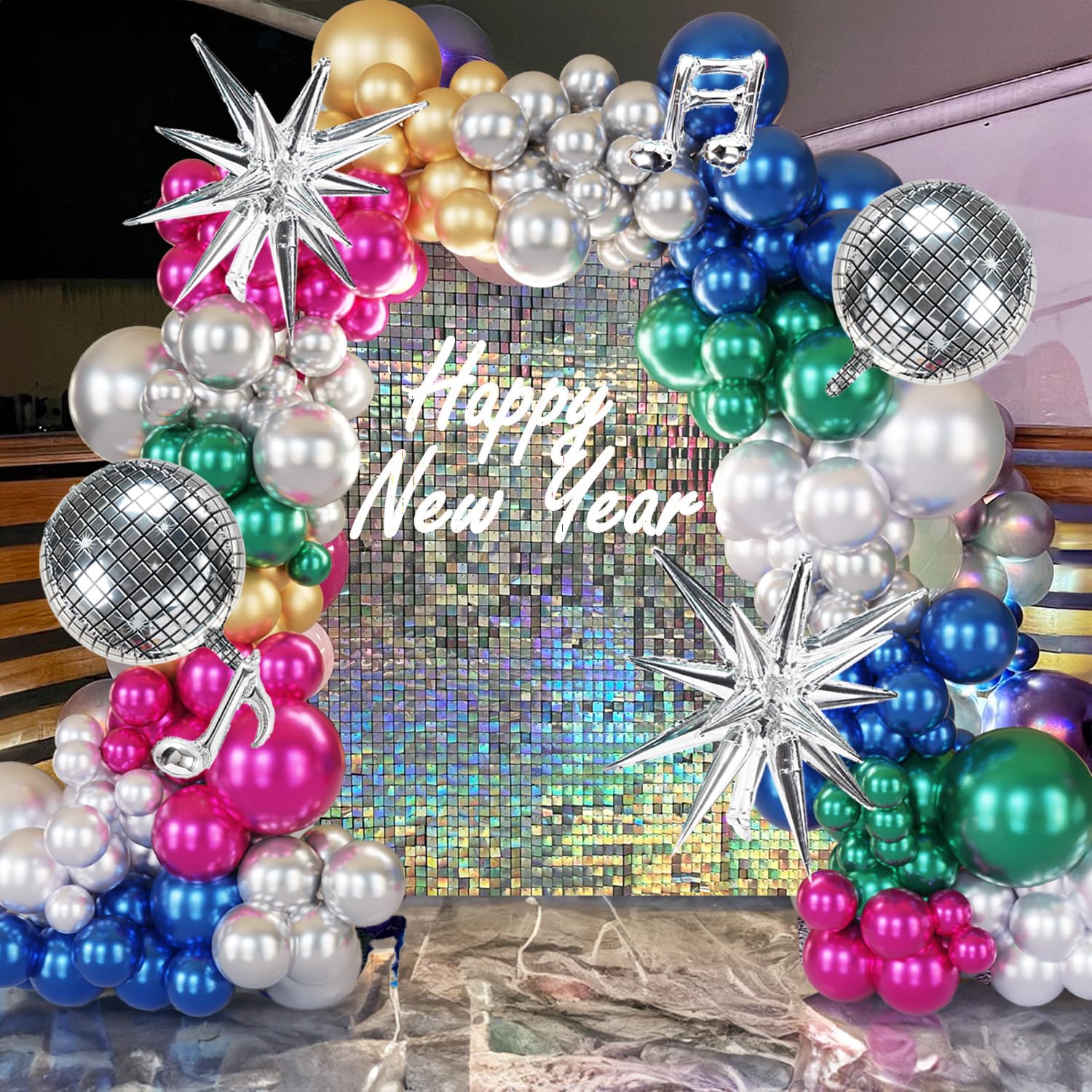 131-Piece Metallic Retro Disco Balloon Garland Kit