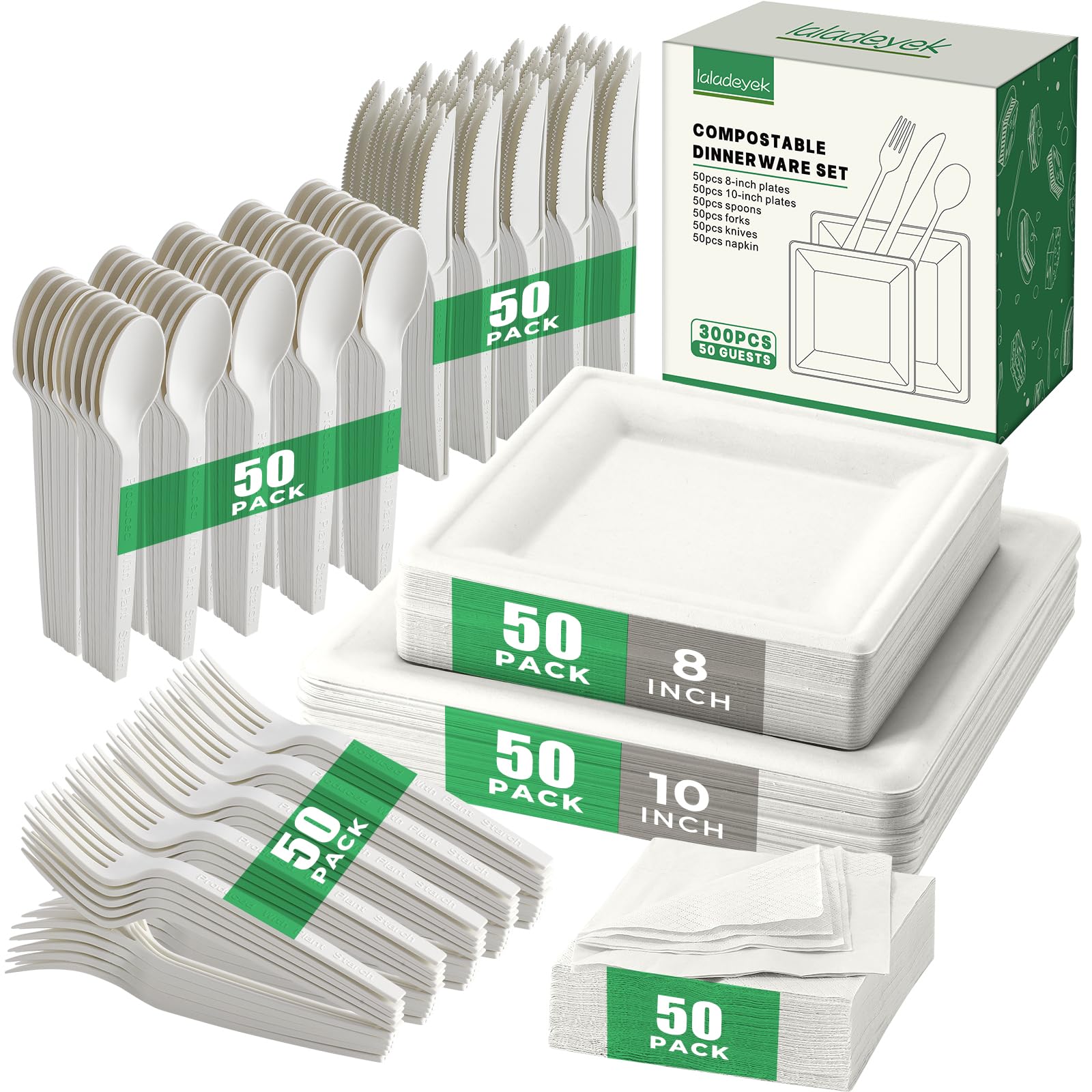 250-Piece Biodegradable Disposable Paper Dinnerware Set