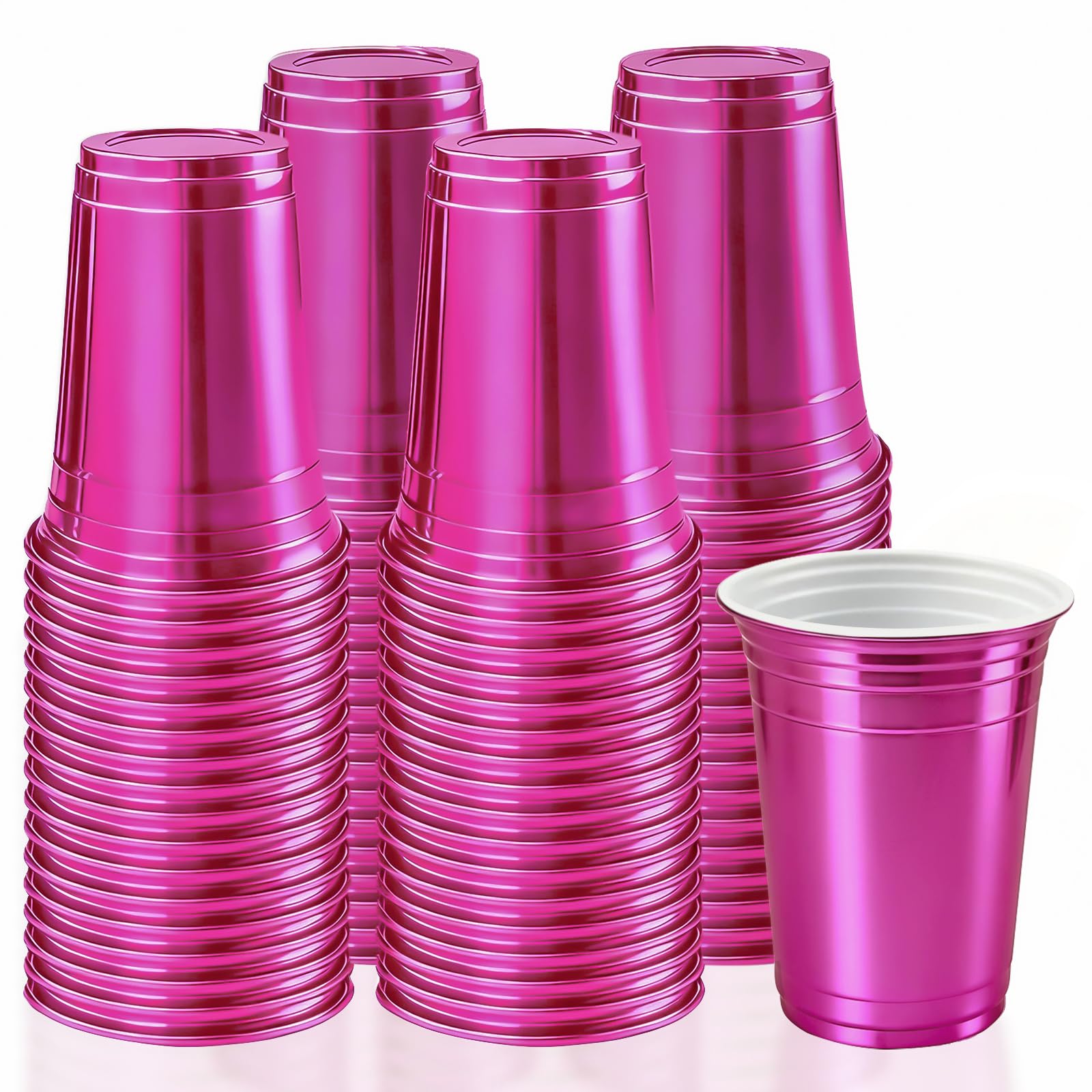 100-Pack 16 oz Assorted Metallic Disposable Party Cups