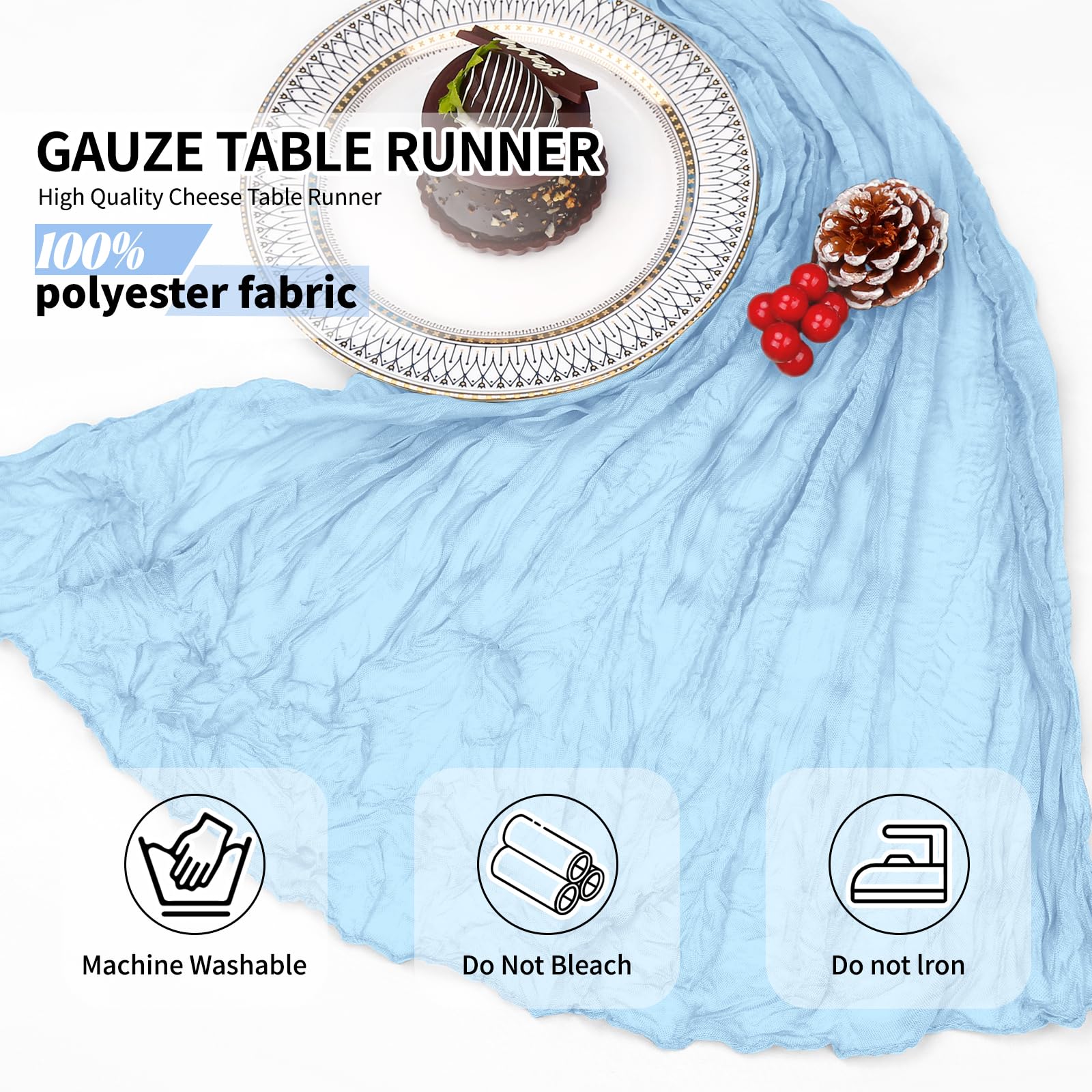 20 x 120-Inch Semi-Sheer Gauze Table Runner