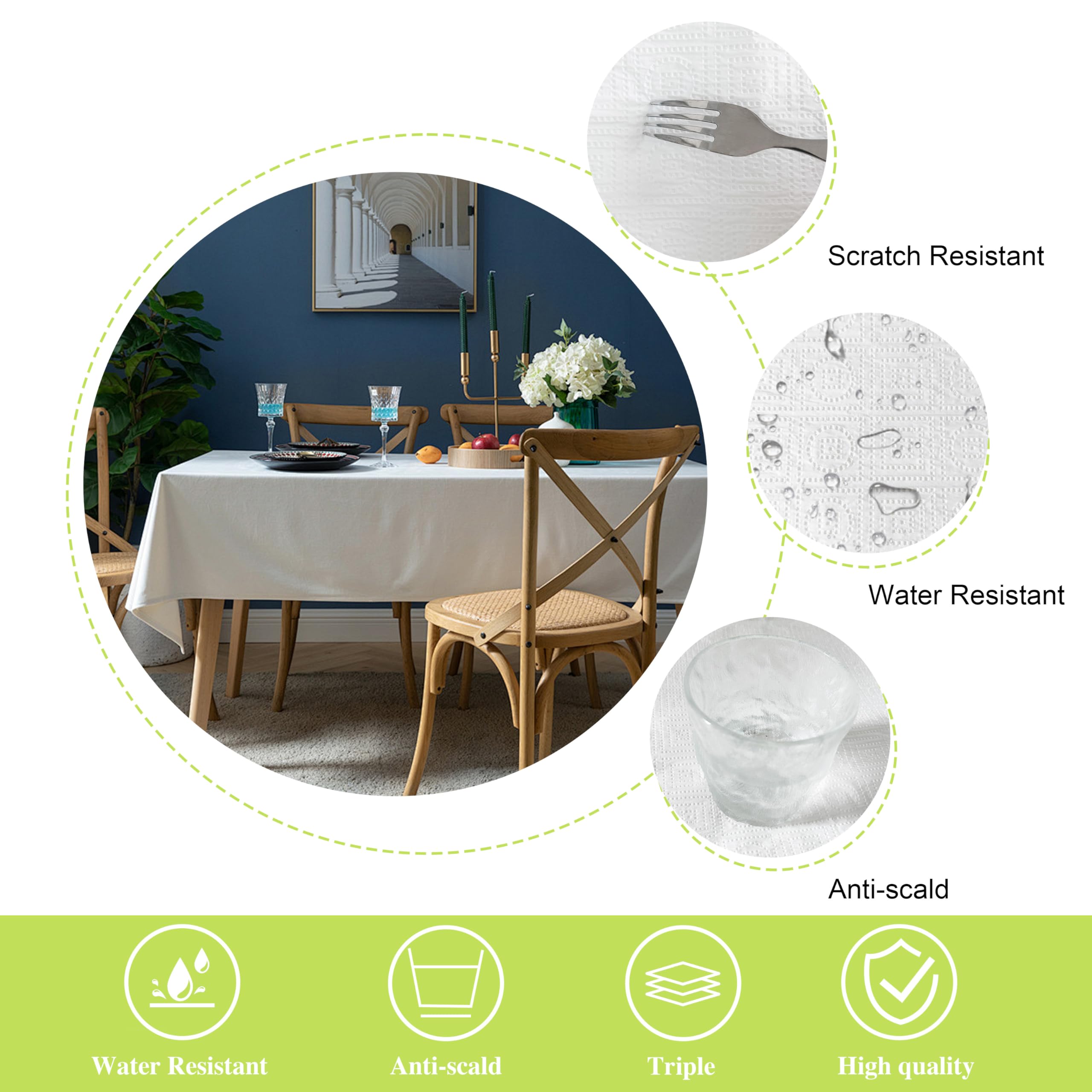 12-Pack White Paper & Plastic Rectangle Tablecloths