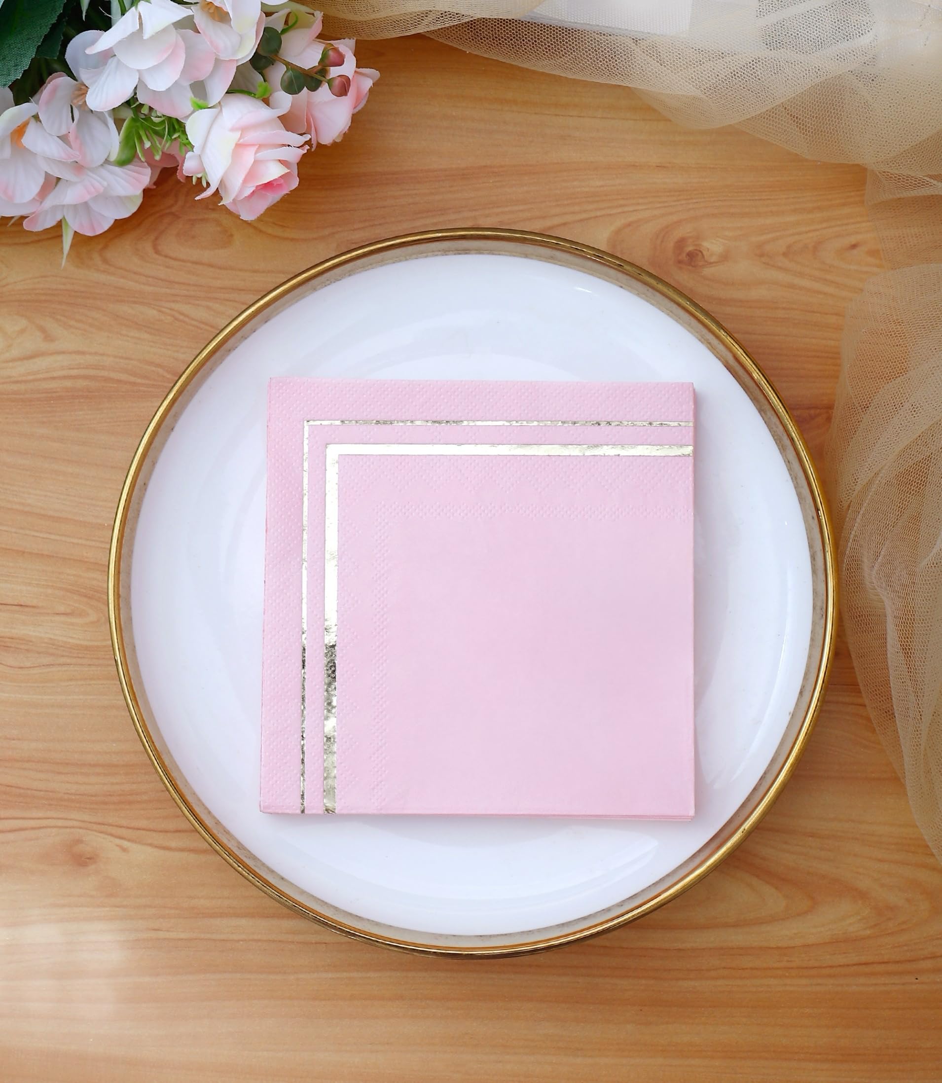 100-Pack Gold 3-Ply Cocktail Napkins, 4 Designs