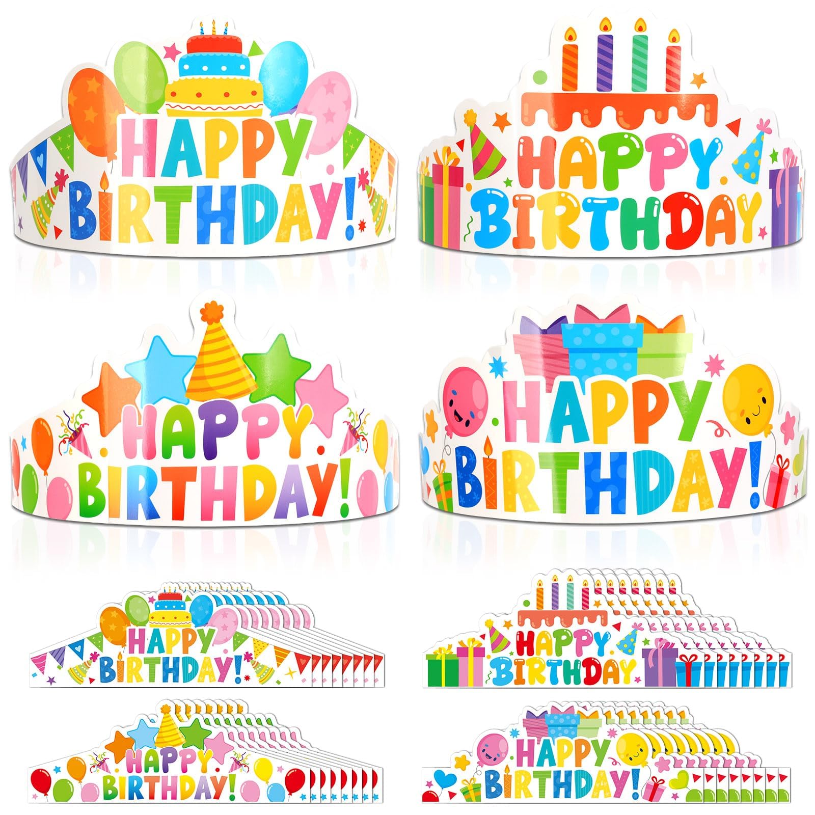 32-Piece Adjustable Birthday Crown Party Hat Set