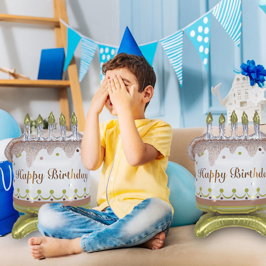 Happy Birthday Foil Balloons, Self-Standing Birthday Cake Balloon