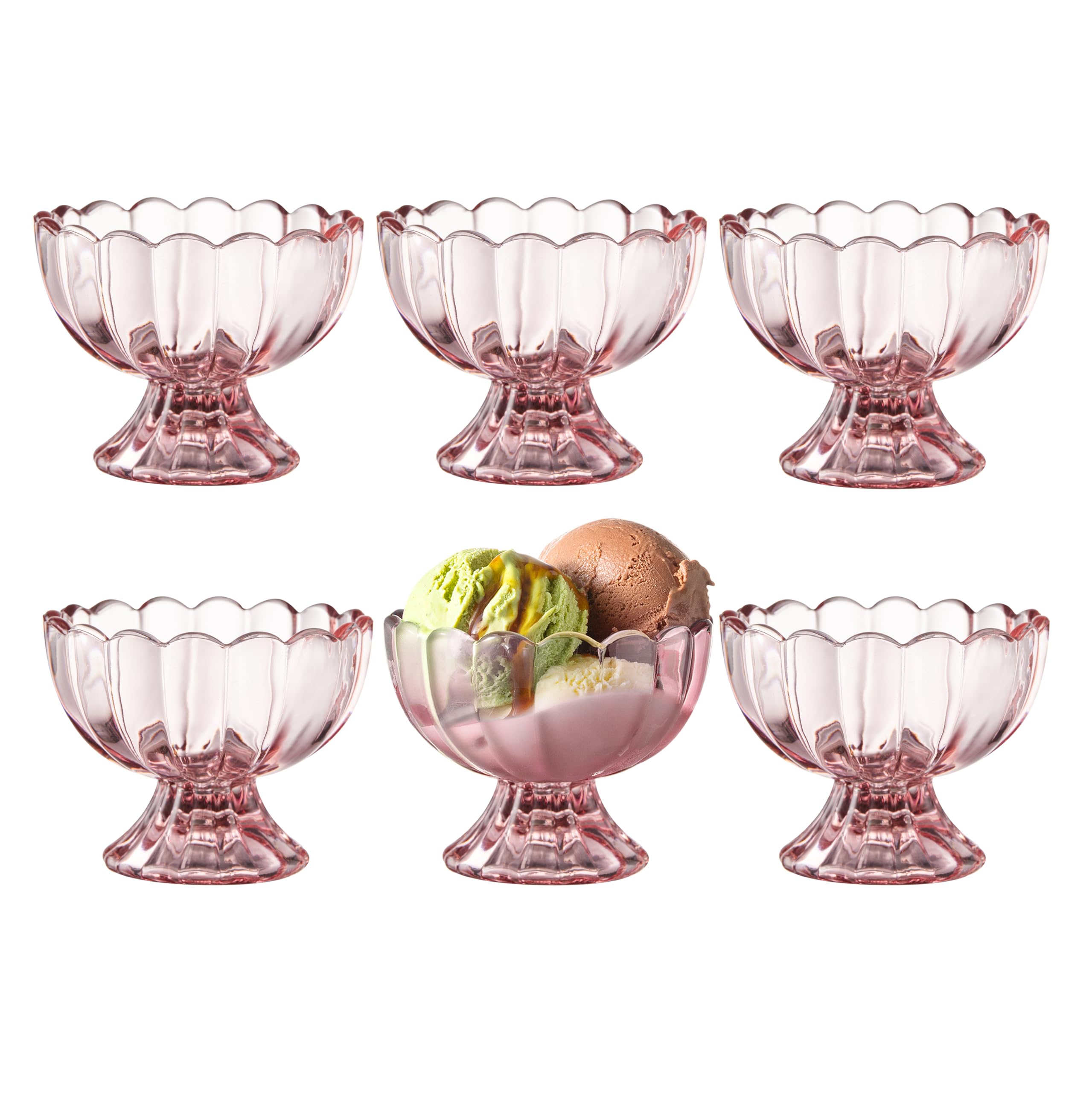 6-Piece 5 oz Footed Tulip Glass Dessert Bowl Set