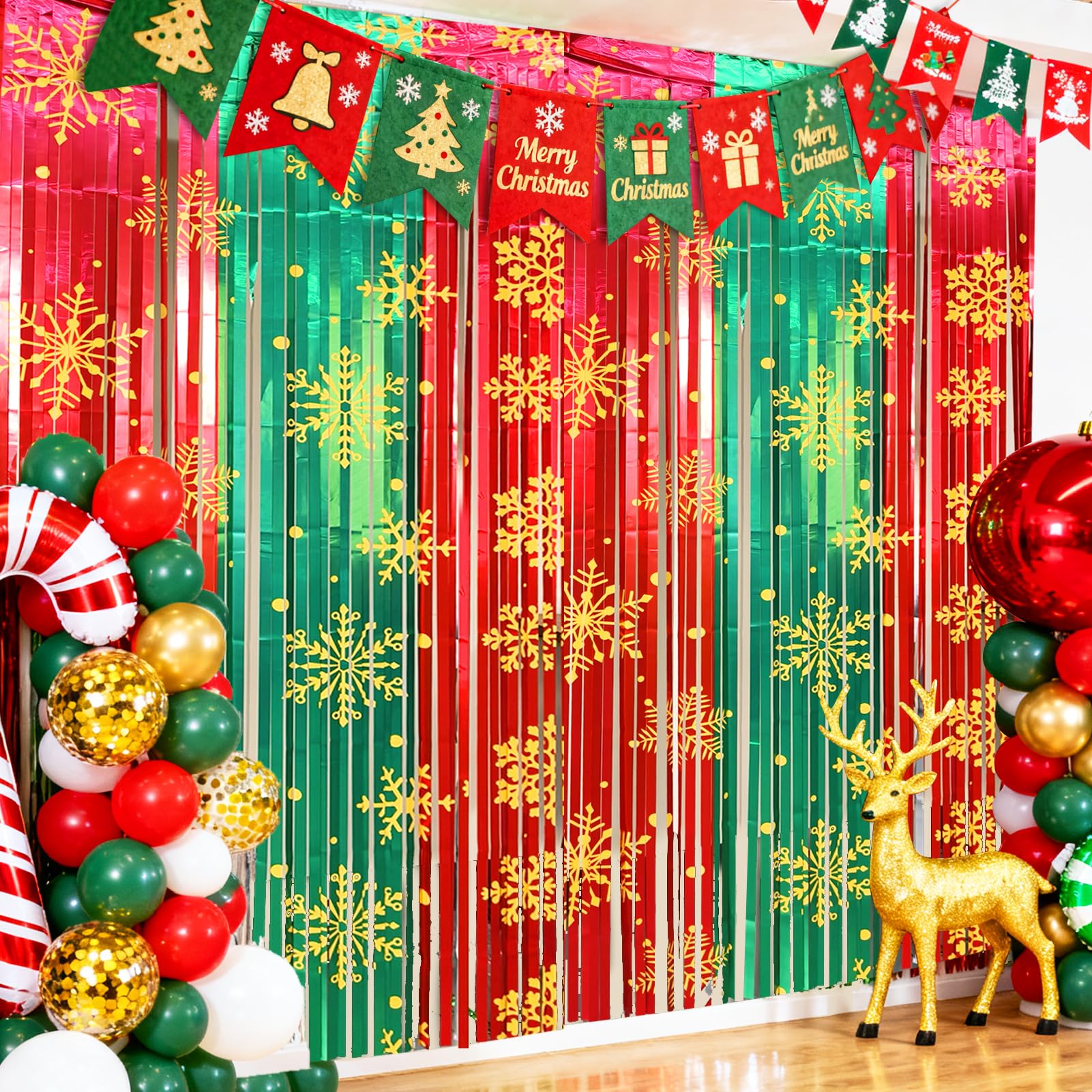 4-Pack Foil Fringe Curtain Backdrop for Parties