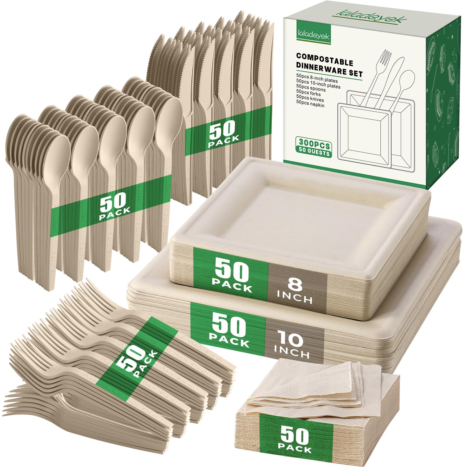 250-Piece Biodegradable Disposable Paper Dinnerware Set