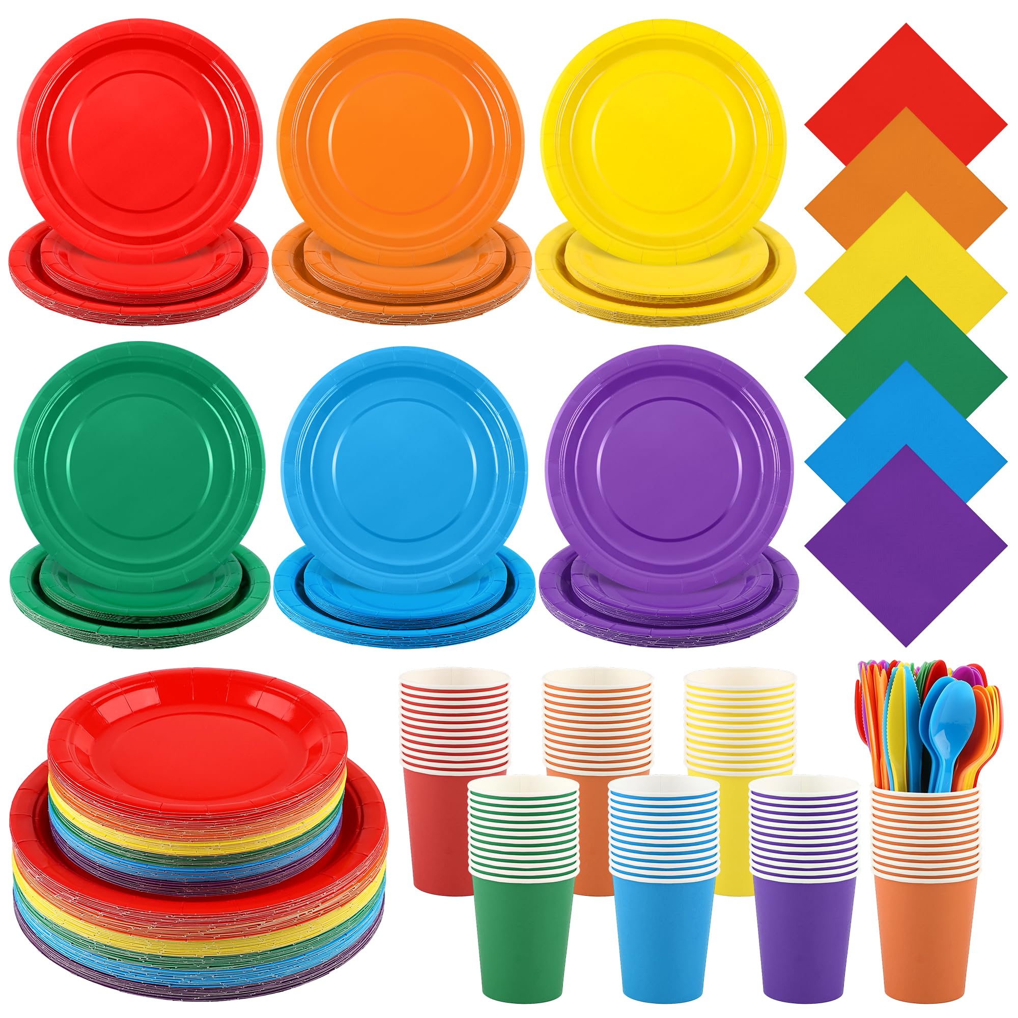 Disposable Party Tableware Set with Plates, Cups & Cutlery