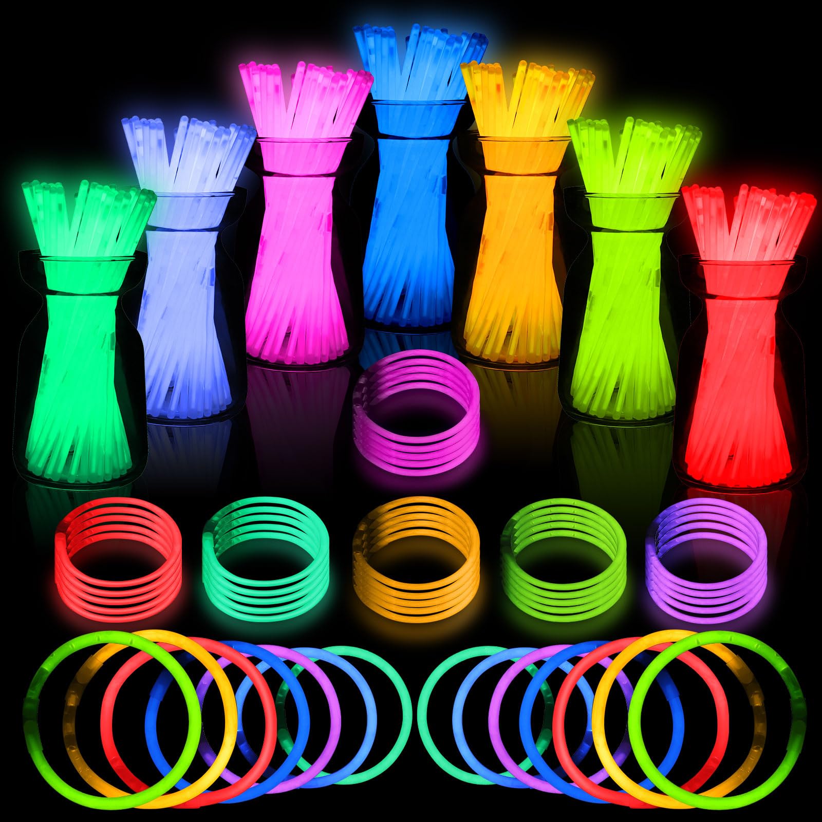 Bulk Glow Sticks Party Favors with Bracelet Connectors