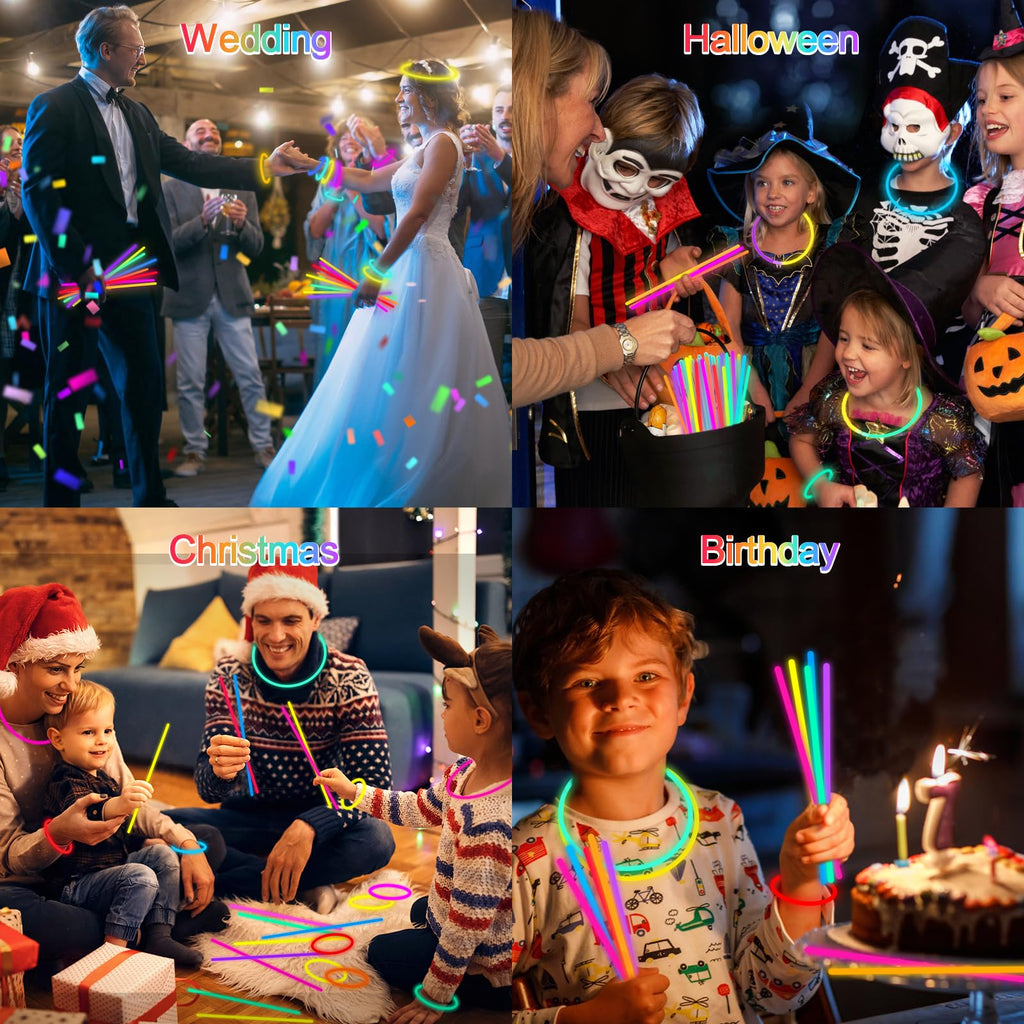 Bulk Glow Sticks Party Favors with Bracelet Connectors