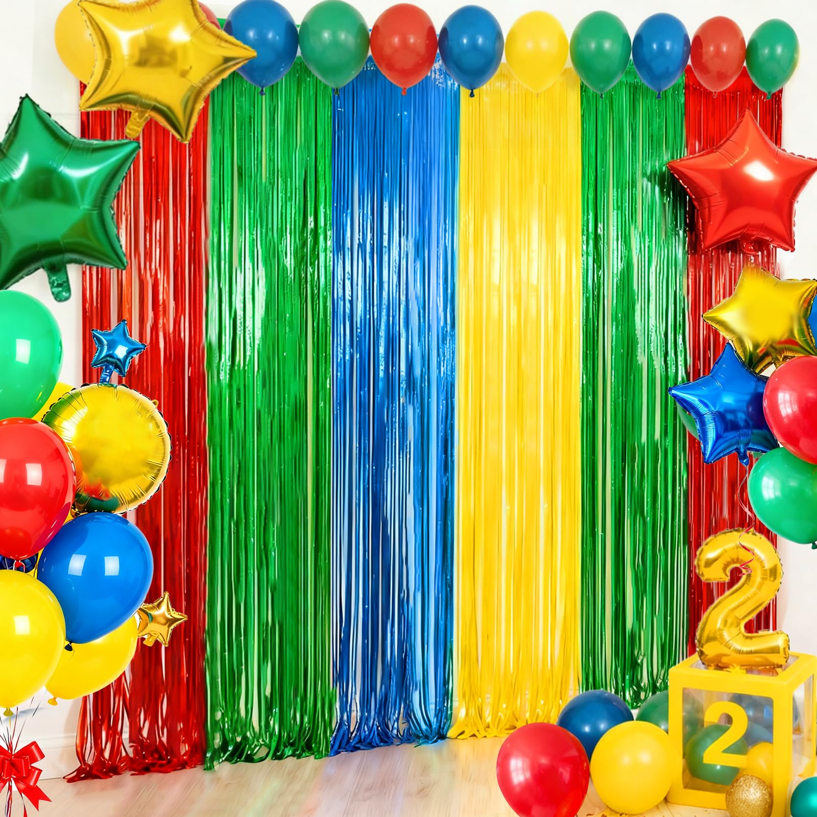 4-Pack Foil Fringe Curtain Backdrop for Parties