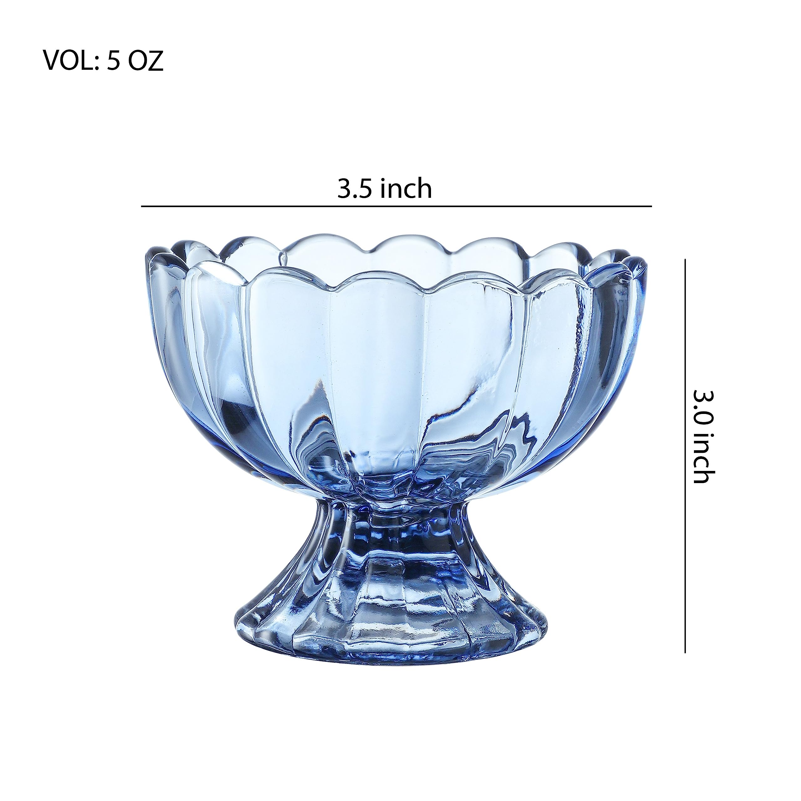 6-Piece 5 oz Footed Tulip Glass Dessert Bowl Set