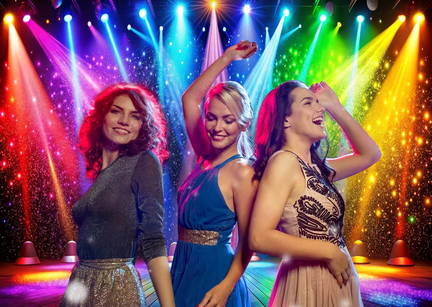 7 x 5 Ft Retro Rainbow Disco Fabric Party Backdrop