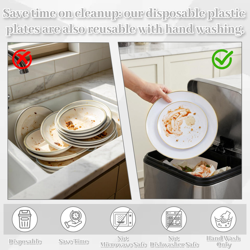 150-Piece Disposable Plastic Plate Set for Parties