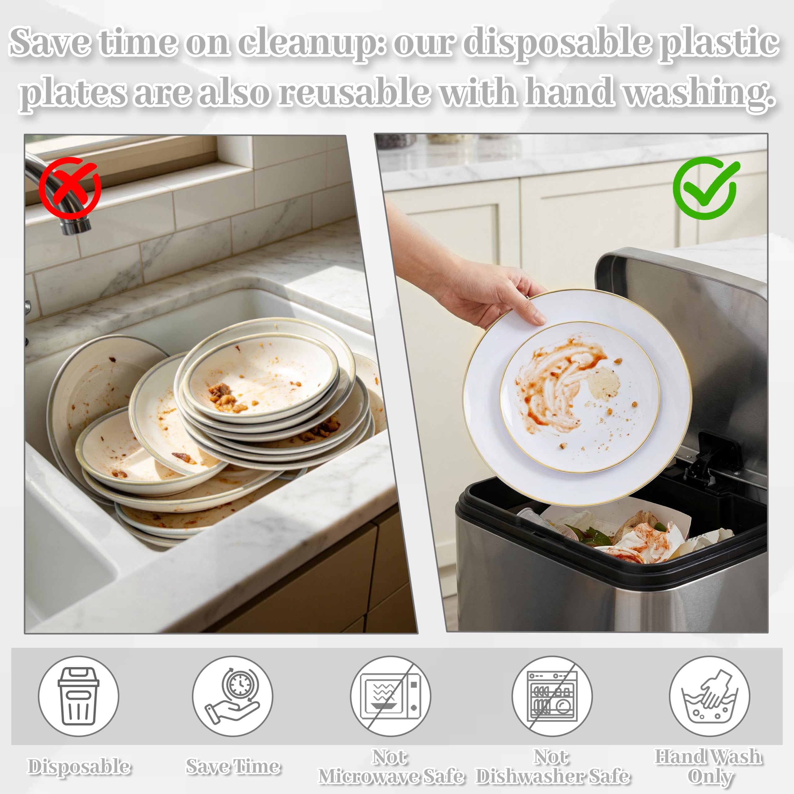 150-Piece Disposable Plastic Plate Set for Parties