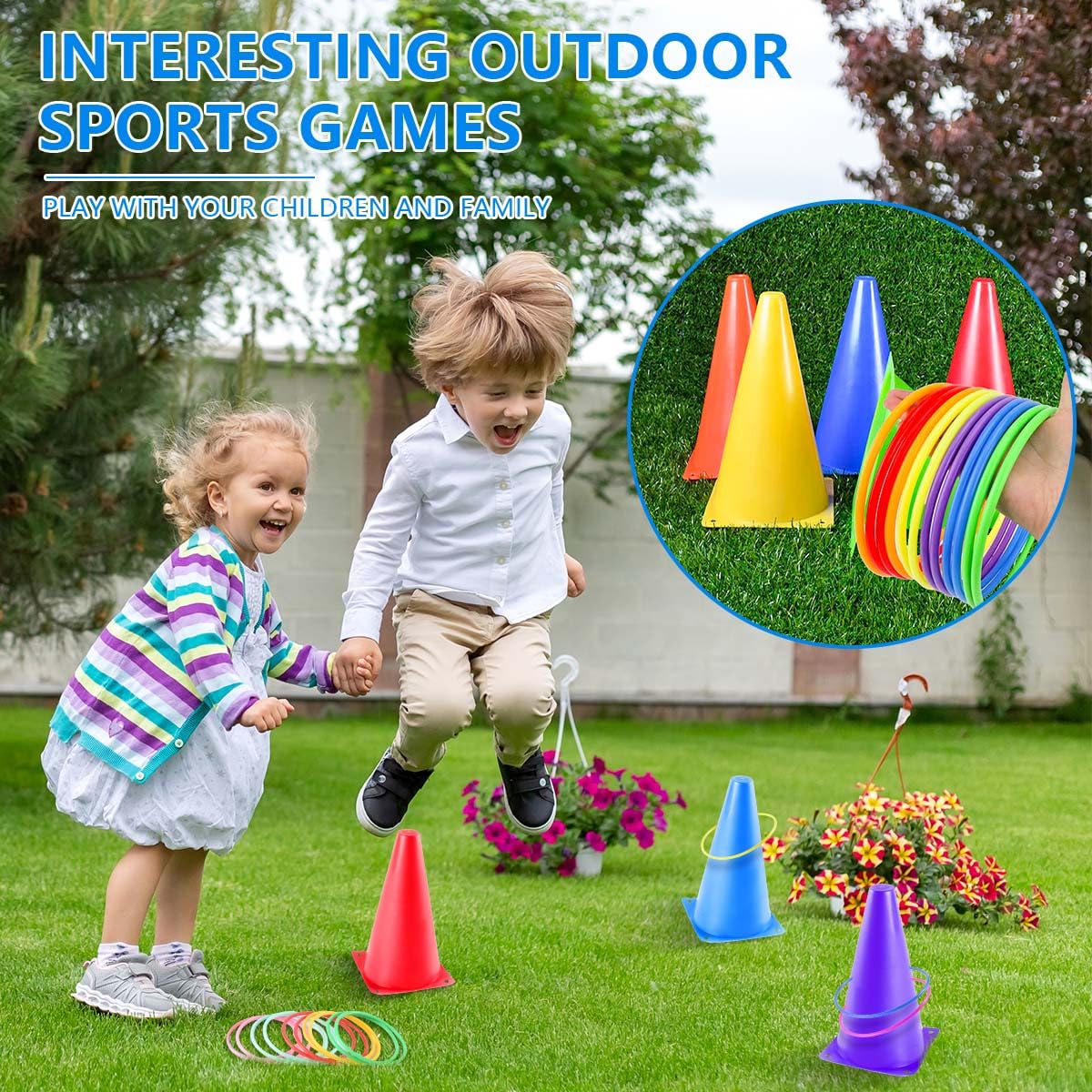 26-Piece Colorful Cone & Ring Toss Outdoor Game Set