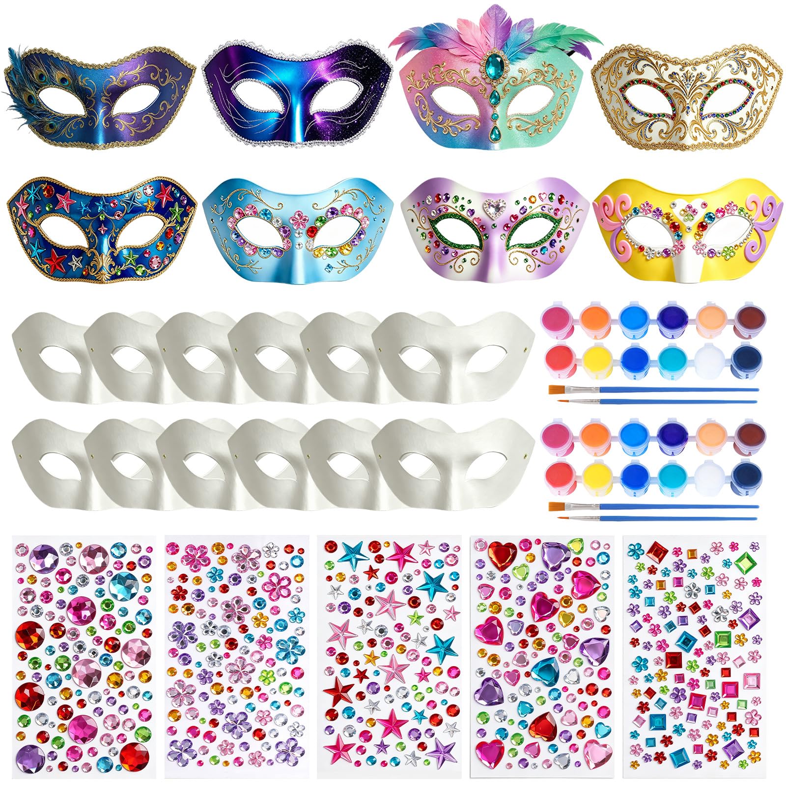 27-Piece Paper Mache Mask Decorating Activity Kit