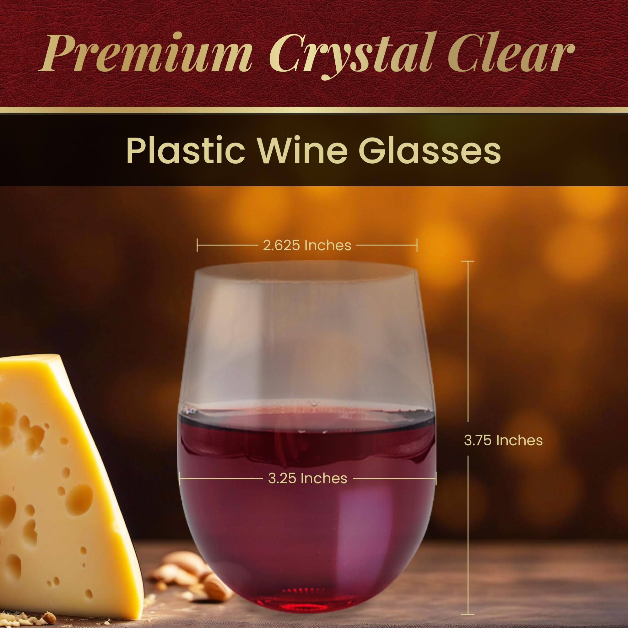 48-Pack 12 oz Clear Disposable Wine Glasses