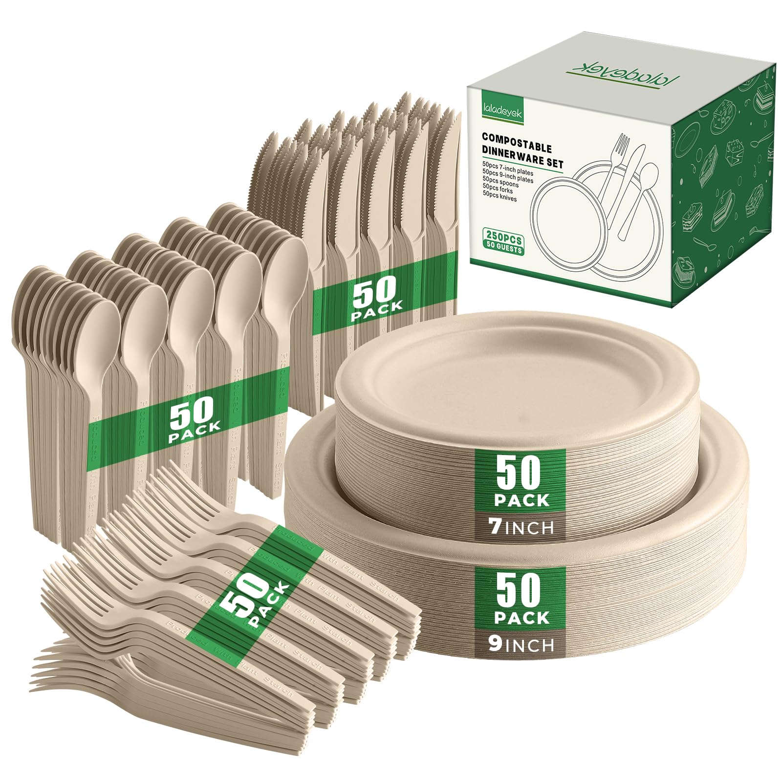 250-Piece Biodegradable Disposable Paper Dinnerware Set