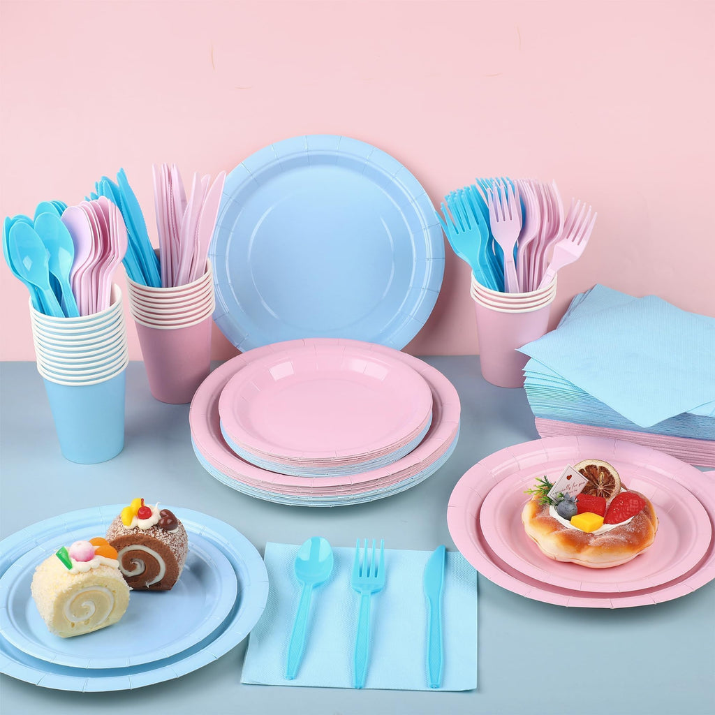 Disposable Party Tableware Set with Plates, Cups & Cutlery