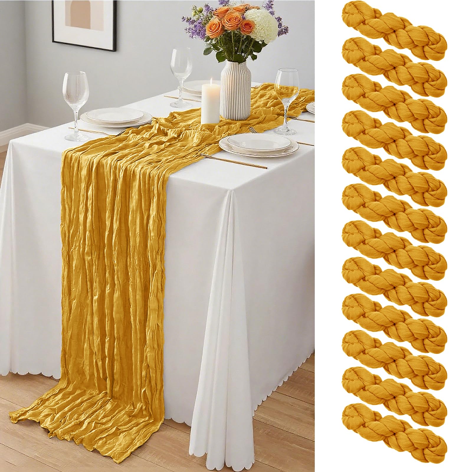 20 x 120-Inch Semi-Sheer Gauze Table Runner