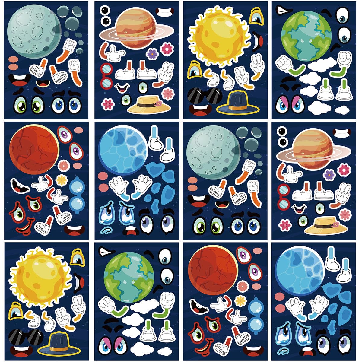 24-Sheet Make-Your-Own Face Sticker Activity Kit