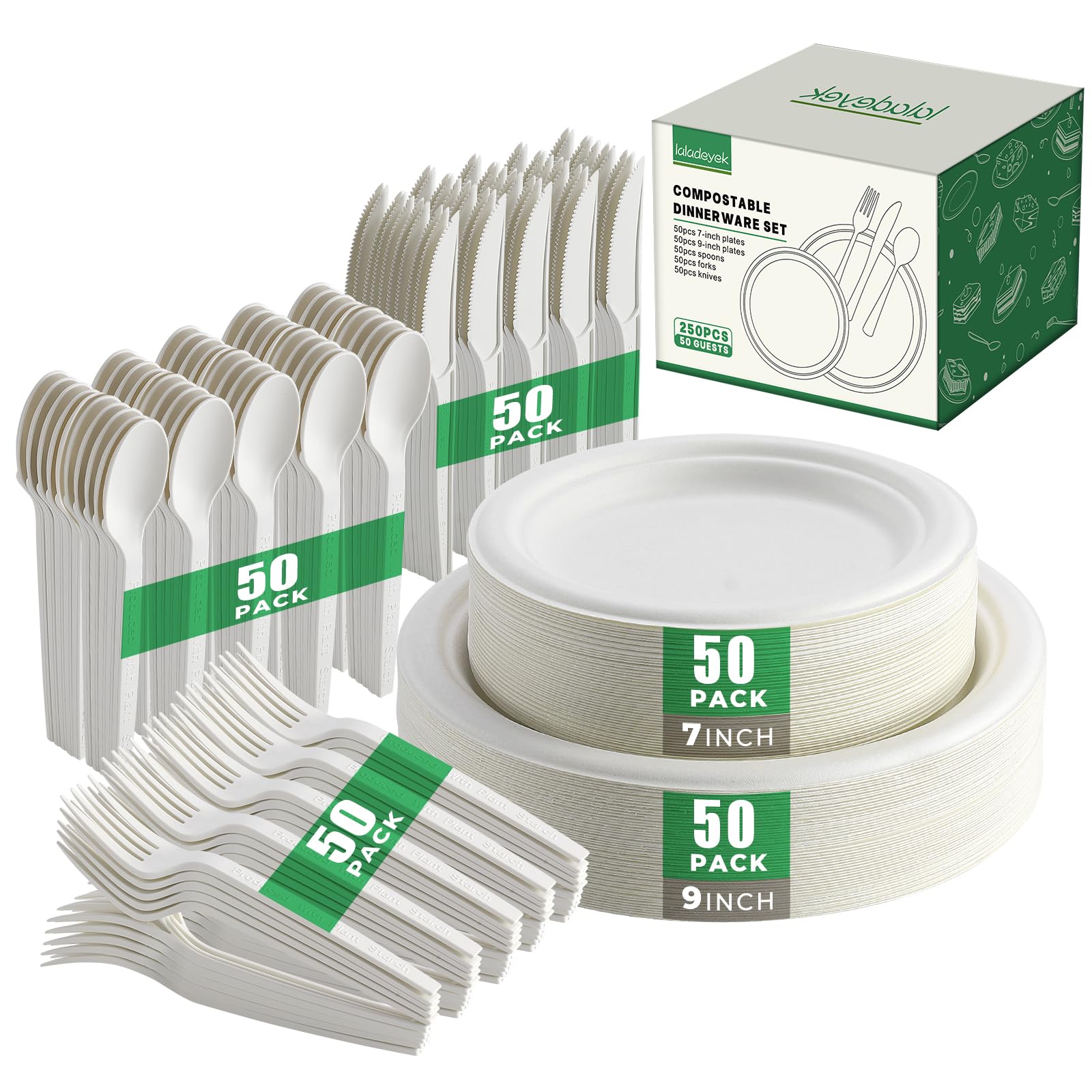 250-Piece Biodegradable Disposable Paper Dinnerware Set