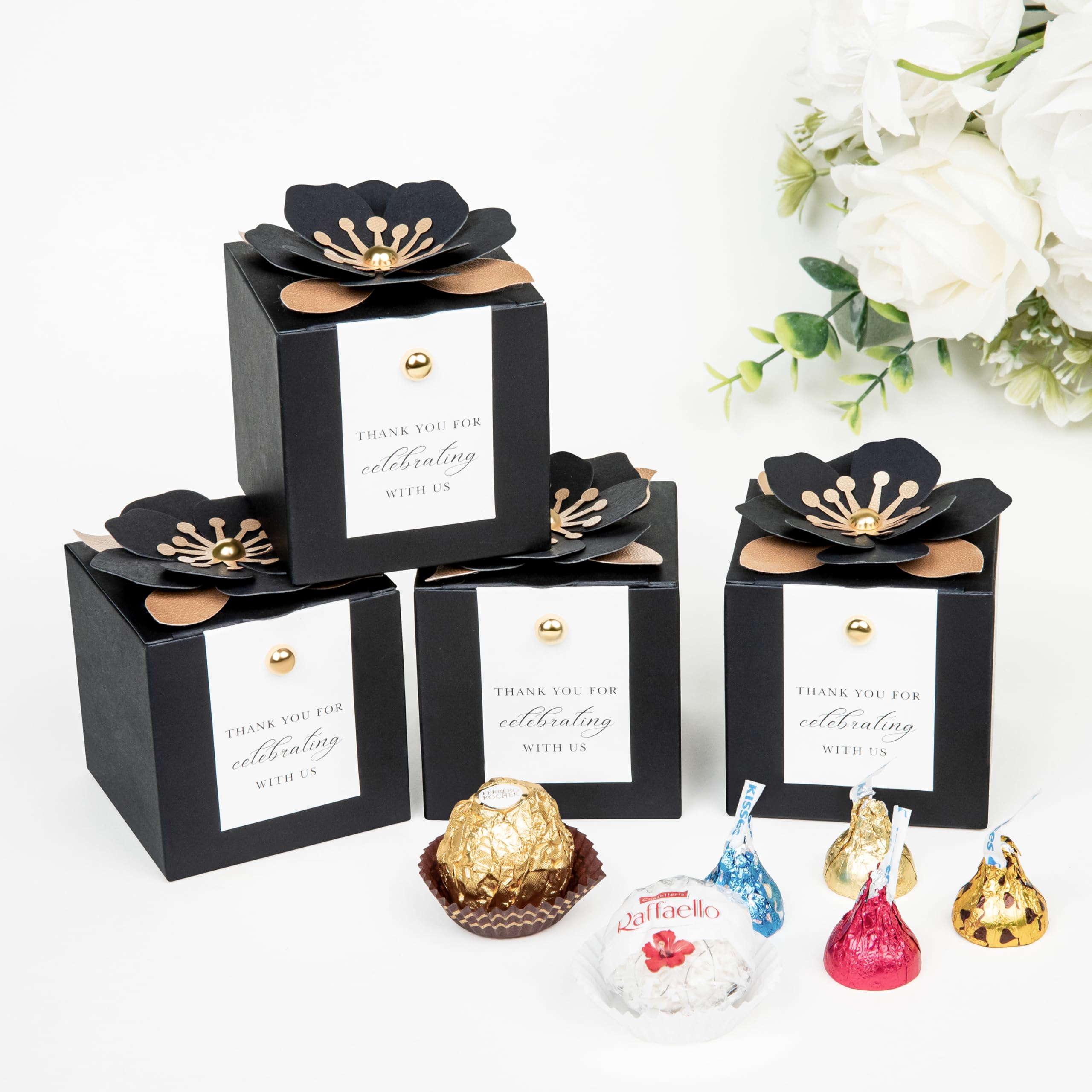 20-Piece Dusty Blue Floral Candy Favor Box Set