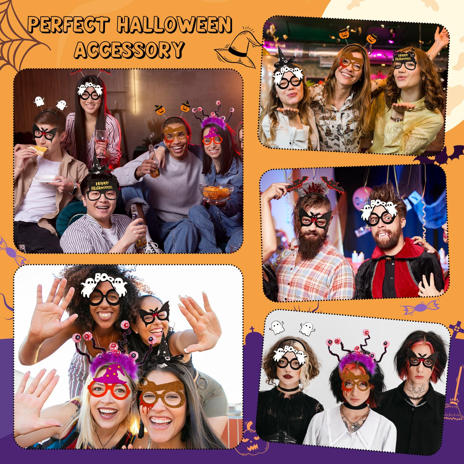 10-Piece Halloween Headband & Glasses Costume Set
