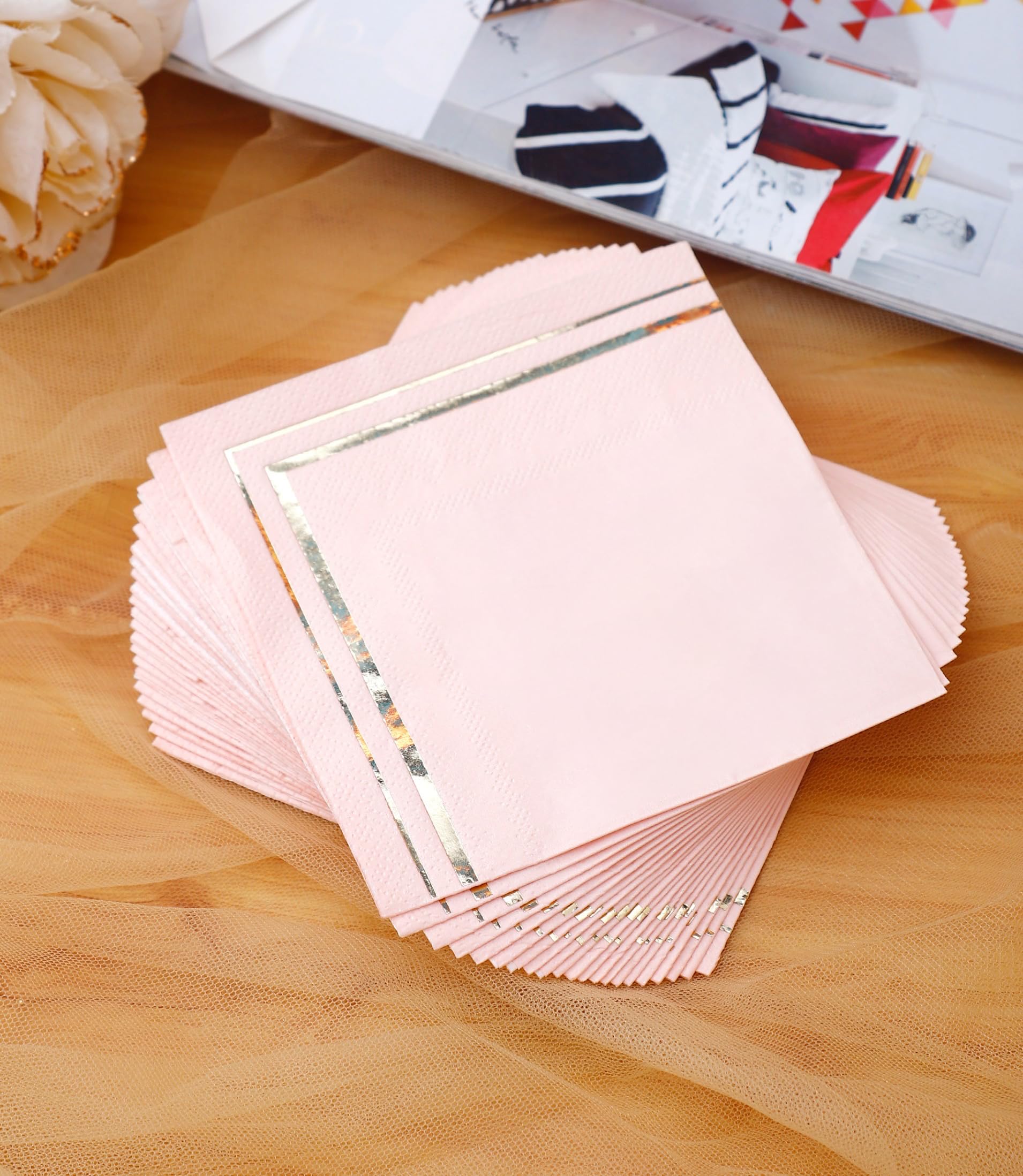 100-Pack Gold 3-Ply Cocktail Napkins, 4 Designs