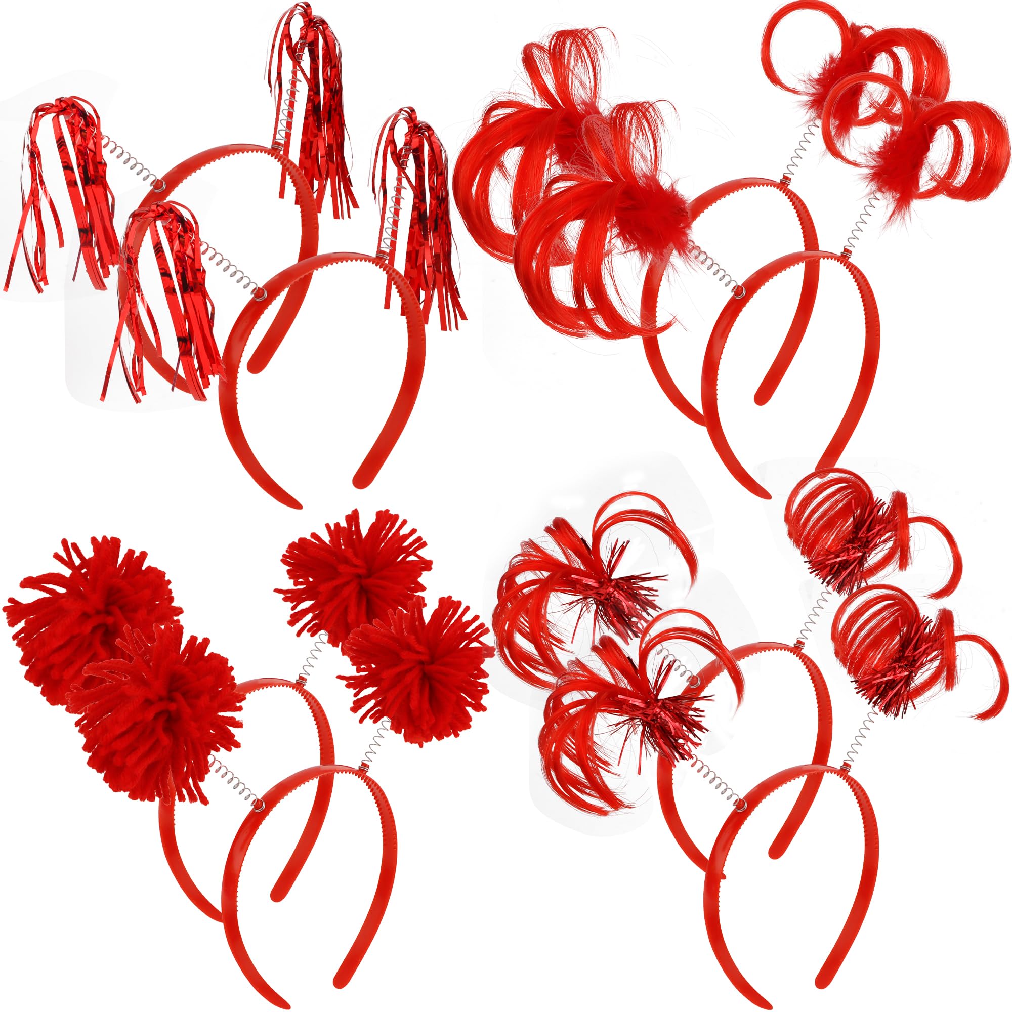 8-Piece Pom Pom Tinsel Headband Party Accessory Set