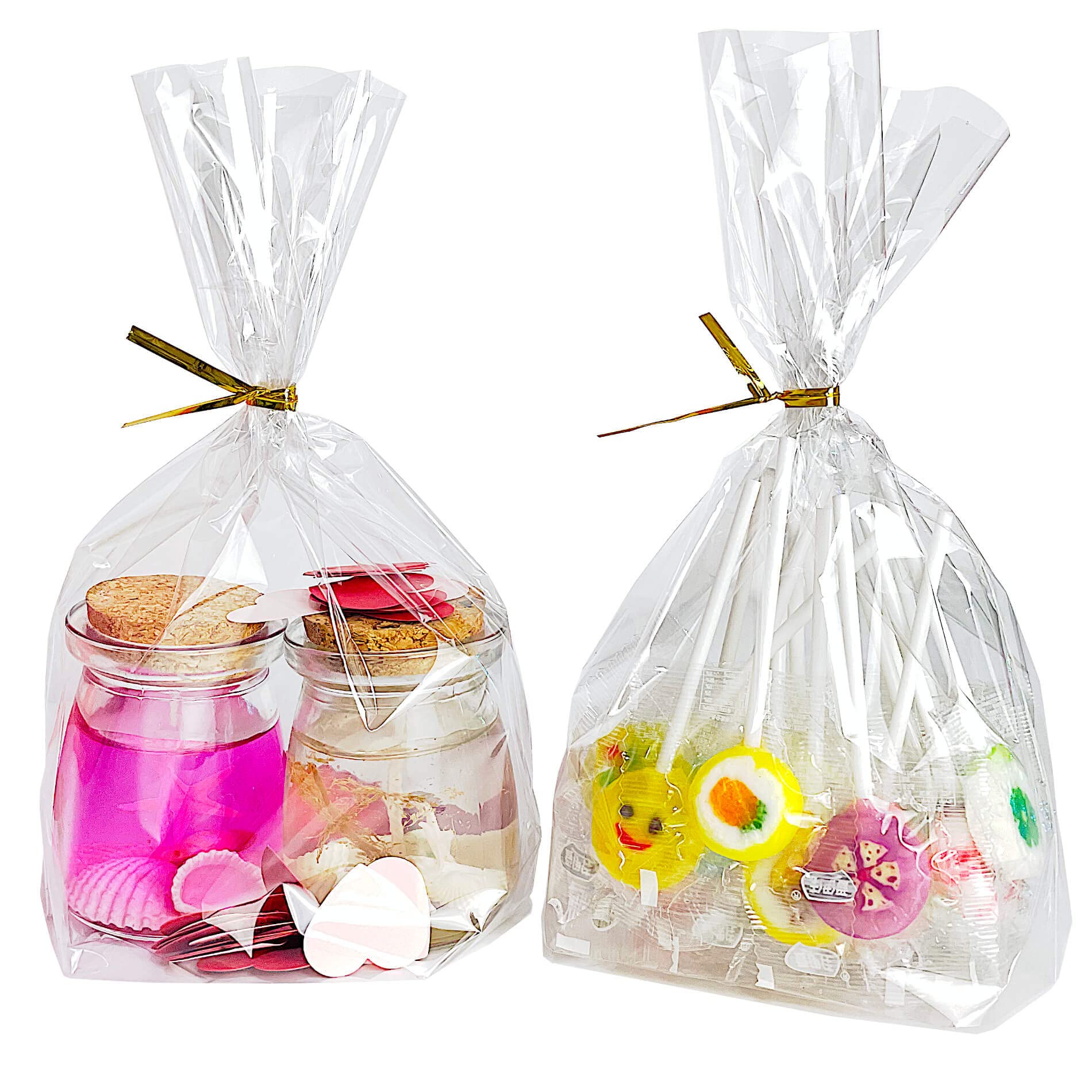 Clear Cellophane Stand-Up Gift Bags with Ties