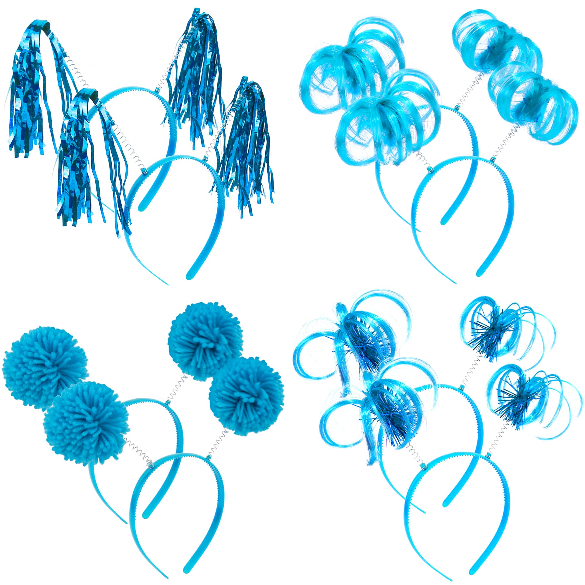 8-Piece Pom Pom Tinsel Headband Party Accessory Set