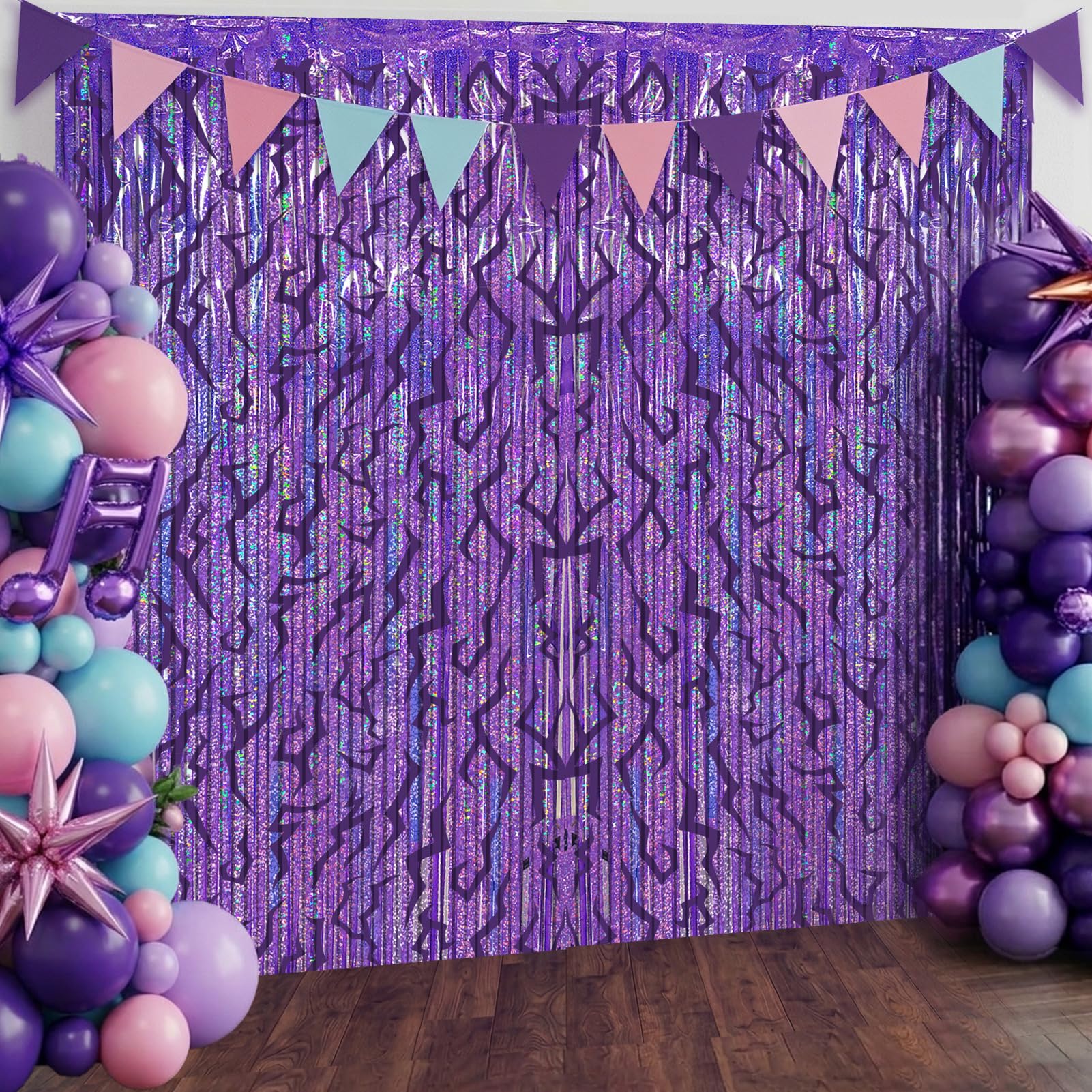 4-Pack Foil Fringe Curtain Backdrop for Parties