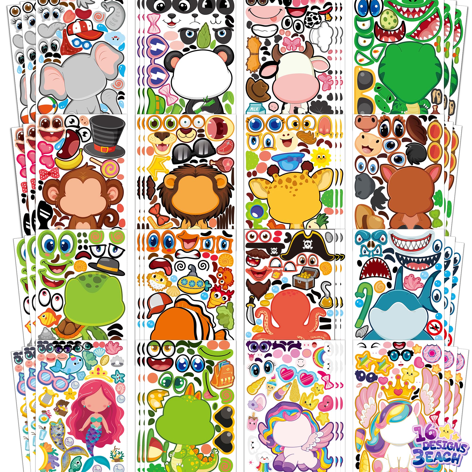 48-Sheet Make-Your-Own Face Sticker Activity Kit