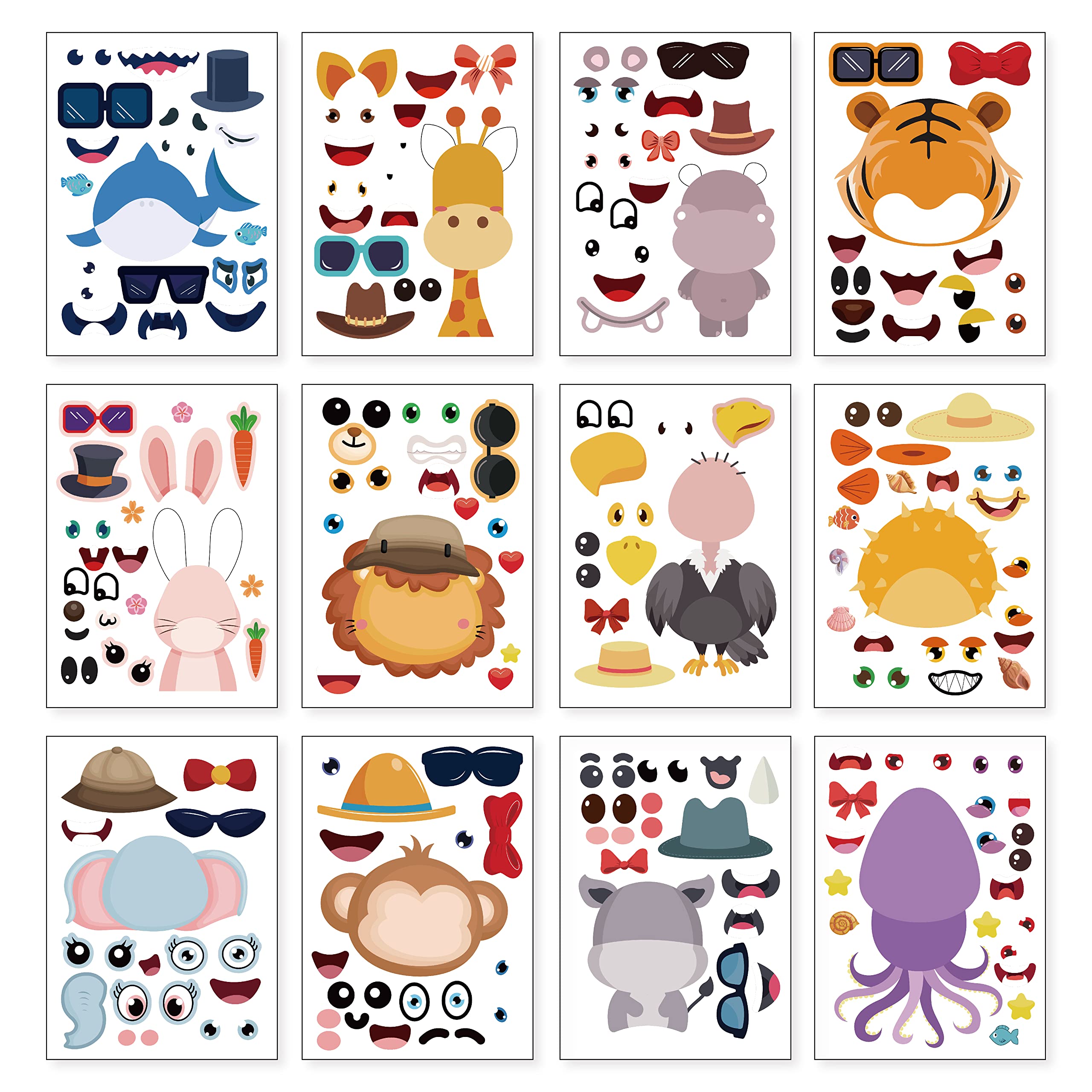 24-Sheet Make-Your-Own Face Sticker Activity Kit