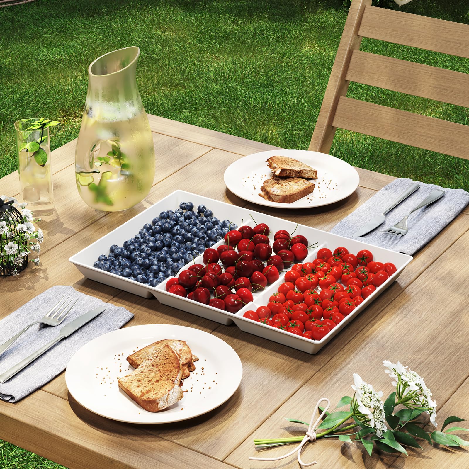 Reusable Divided Serving Tray for Snacks & Desserts