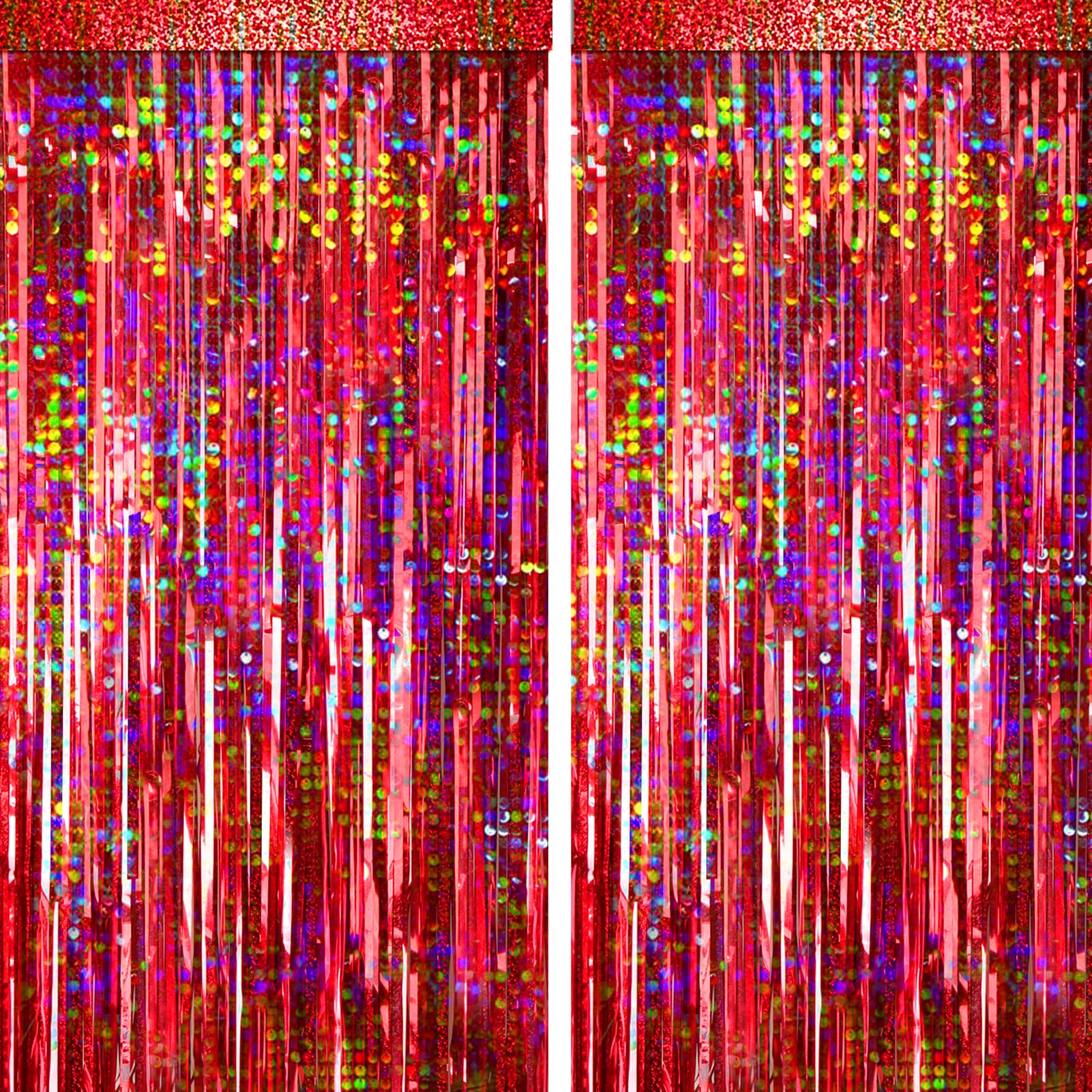 4-Pack Foil Fringe Curtain Backdrop for Parties
